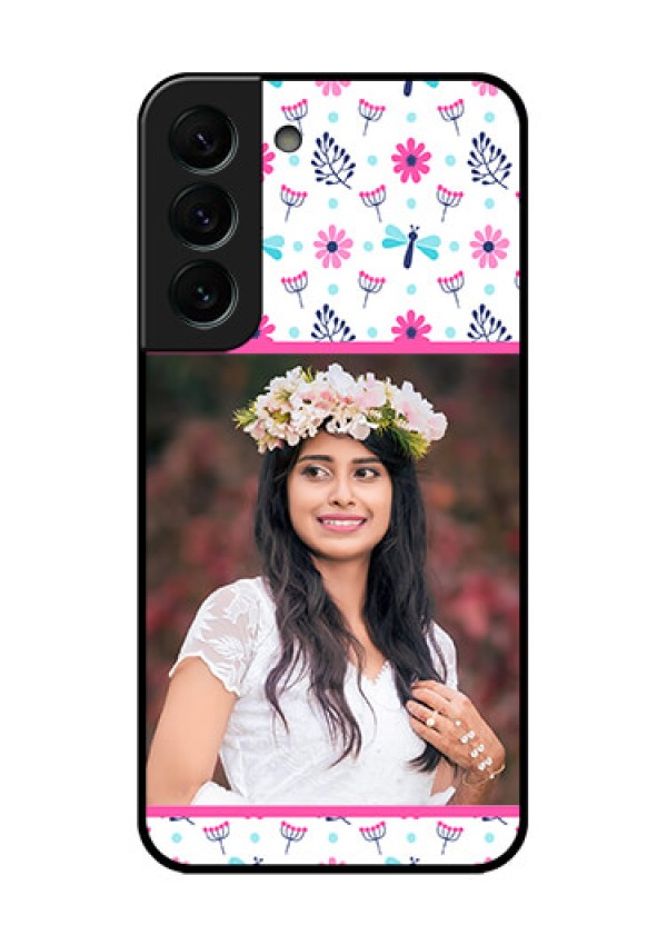 Galaxy S22 Plus 5G Photo Printing on Glass Case - Colorful Flower Design