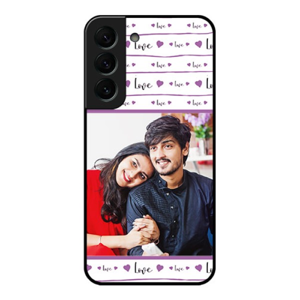 Galaxy S22 Plus 5G Custom Glass Mobile Case - Couples Heart Design