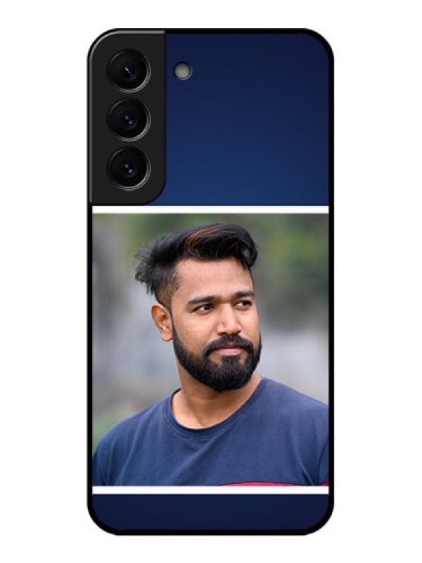 Custom Galaxy S22 Plus 5G Personalized Glass Phone Case - Simple Royal Blue Design