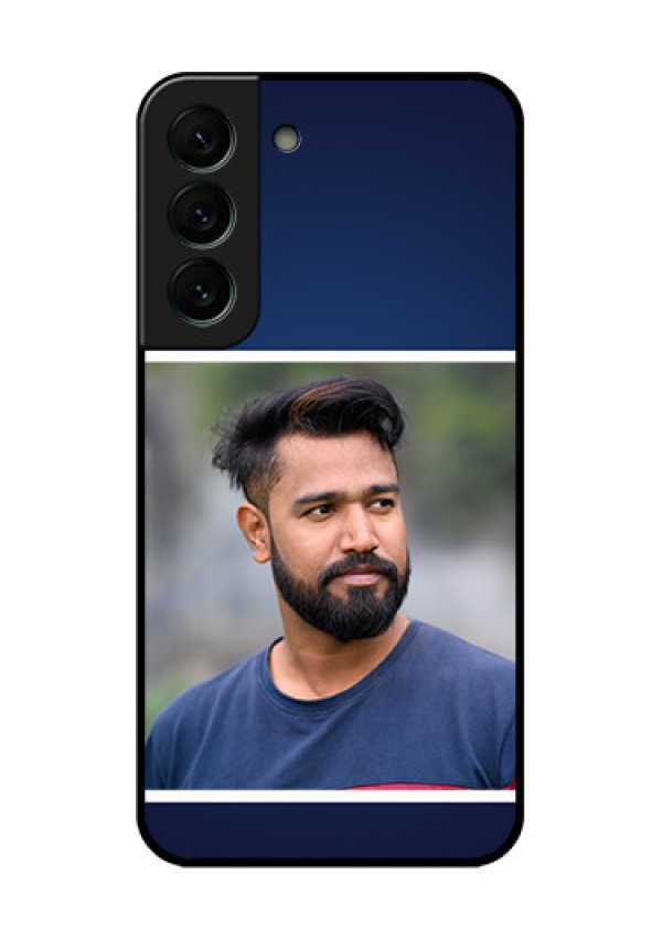 Galaxy S22 Plus 5G Personalized Glass Phone Case - Simple Royal Blue Design