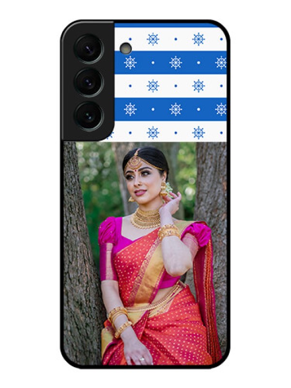 Custom Galaxy S22 Plus 5G Photo Printing on Glass Case - Snow Pattern Design