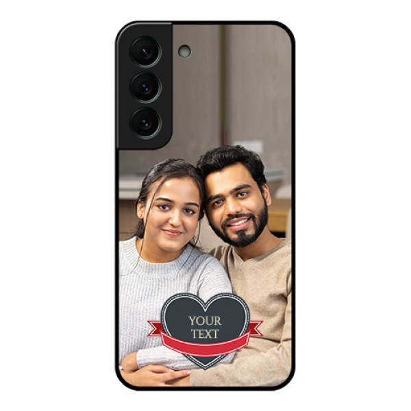 Galaxy S22 Plus 5G Custom Glass Phone Case - Just Married Couple Design Galaxy S22 Plus 5G Custom Glass Phone Case - Just Married Couple Design