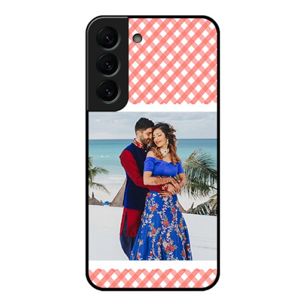 Galaxy S22 Plus 5G Personalized Glass Phone Case - Pink Pattern Design