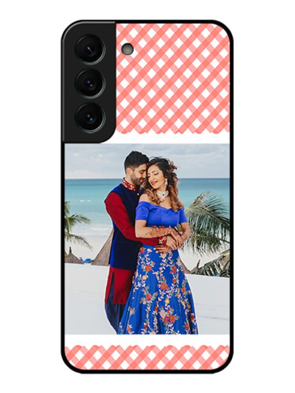 Custom Galaxy S22 Plus 5G Personalized Glass Phone Case - Pink Pattern Design