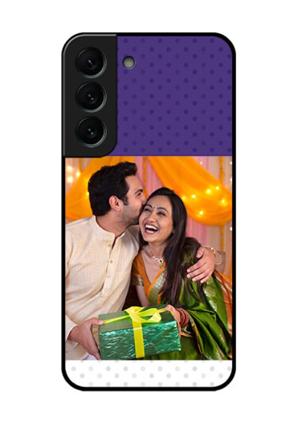 Galaxy S22 Plus 5G Personalized Glass Phone Case - Violet Pattern Design