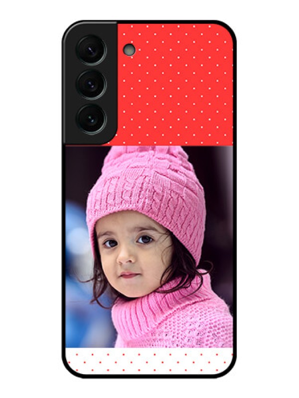 Custom Galaxy S22 Plus 5G Photo Printing on Glass Case - Red Pattern Design