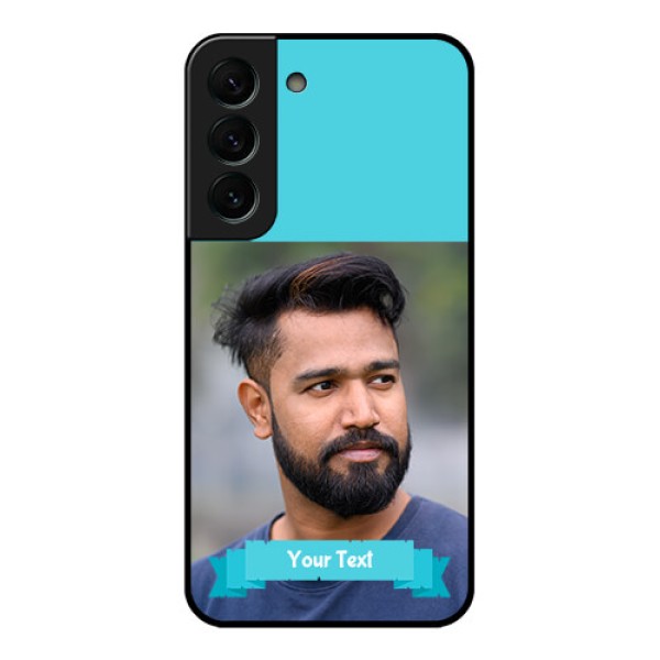 Galaxy S22 Plus 5G Personalized Glass Phone Case - Simple Blue Color Design Galaxy S22 Plus 5G Personalized Glass Phone Case - Simple Blue Color Design