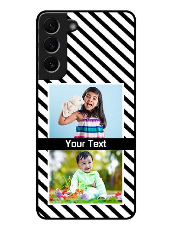 Custom Galaxy S22 Plus 5G Photo Printing on Glass Case - Black And White Stripes Design