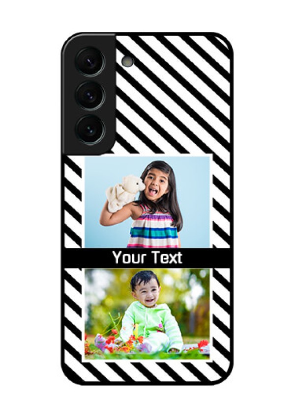 Galaxy S22 Plus 5G Photo Printing on Glass Case - Black And White Stripes Design
