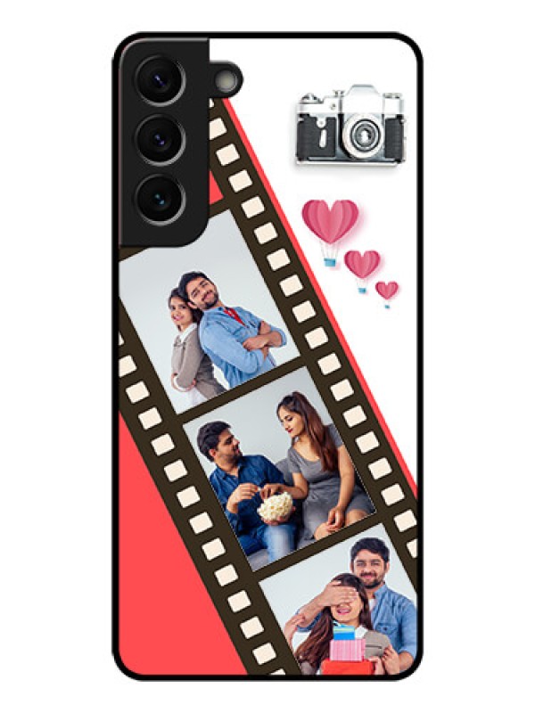 Custom Galaxy S22 Plus 5G Personalized Glass Phone Case - 3 Image Holder with Film Reel