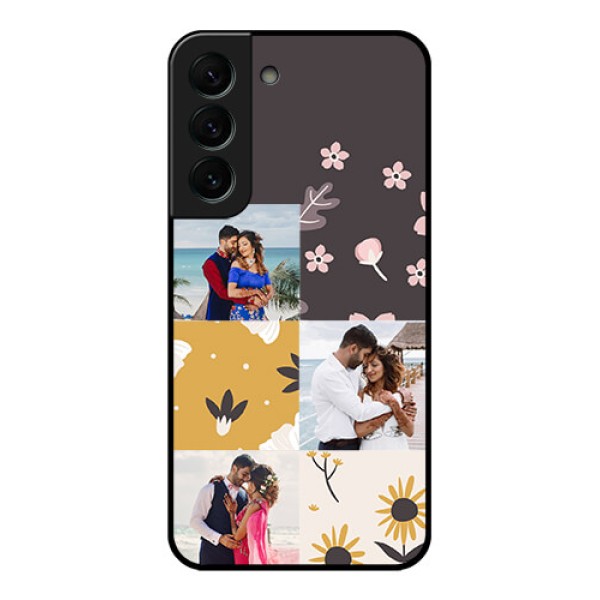 Galaxy S22 Plus 5G Photo Printing on Glass Case - 3 Images with Floral Design Galaxy S22 Plus 5G Photo Printing on Glass Case - 3 Images with Floral Design