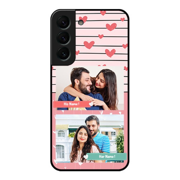 Galaxy S22 Plus 5G Custom Glass Mobile Case - Photo with Heart Design Galaxy S22 Plus 5G Custom Glass Mobile Case - Photo with Heart Design