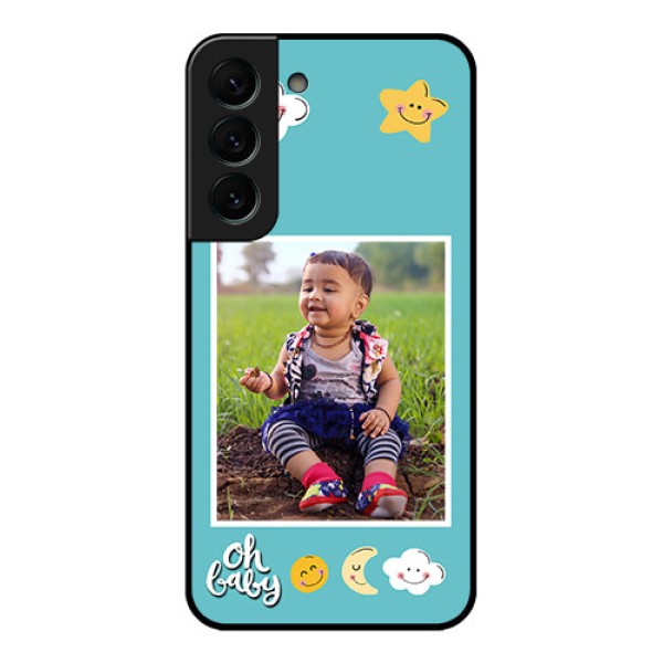Galaxy S22 Plus 5G Personalized Glass Phone Case - Smiley Kids Stars Design Galaxy S22 Plus 5G Personalized Glass Phone Case - Smiley Kids Stars Design