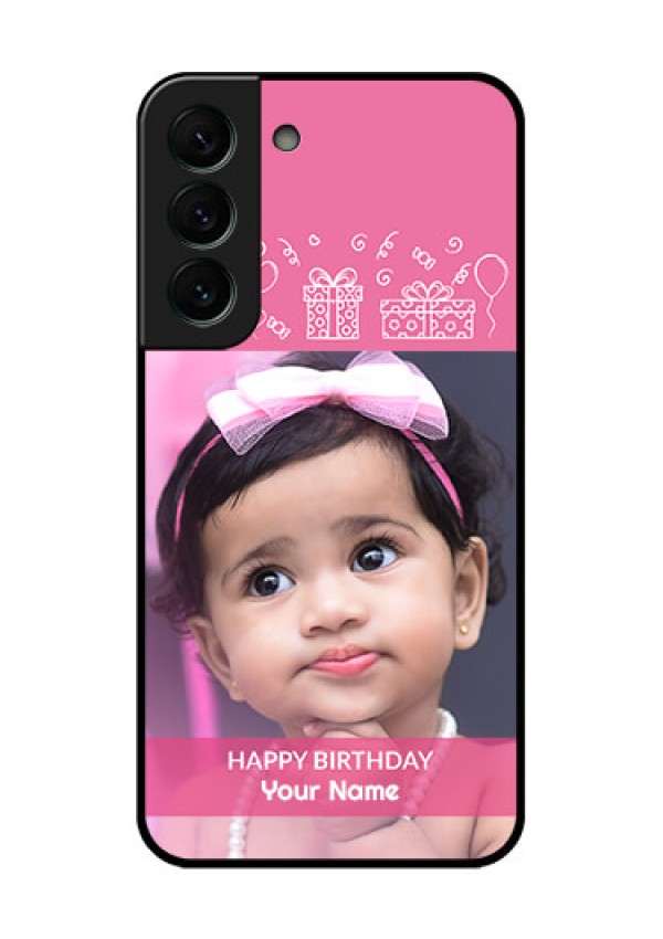 Galaxy S22 Plus 5G Photo Printing on Glass Case - with Birthday Line Art Design