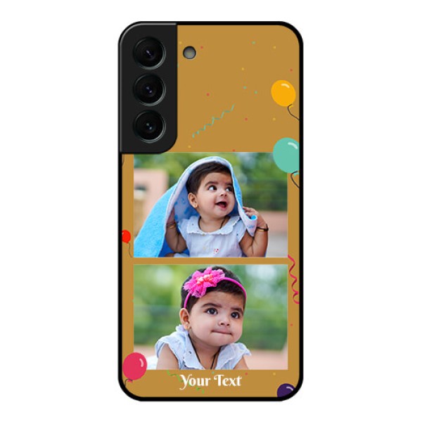 Galaxy S22 Plus 5G Personalized Glass Phone Case - Image Holder with Birthday Celebrations Design