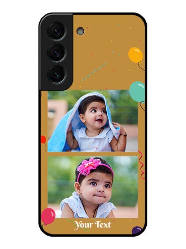 Custom Galaxy S22 Plus 5G Personalized Glass Phone Case - Image Holder with Birthday Celebrations Design