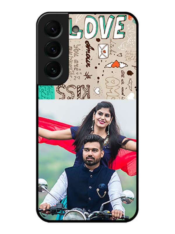 Custom Galaxy S22 Plus 5G Custom Glass Phone Case - Love Doodle Pattern