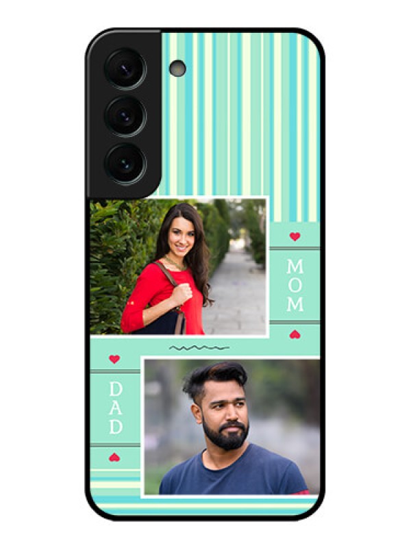 Custom Galaxy S22 Plus 5G Custom Glass Phone Case - Mom & Dad Pic Design