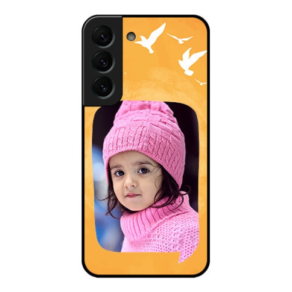 Galaxy S22 Plus 5G Personalized Glass Phone Case - Water Color Design with Bird Icons