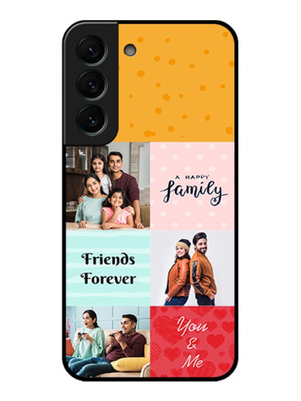 Custom Galaxy S22 Plus 5G Personalized Glass Phone Case - Images with Quotes Design