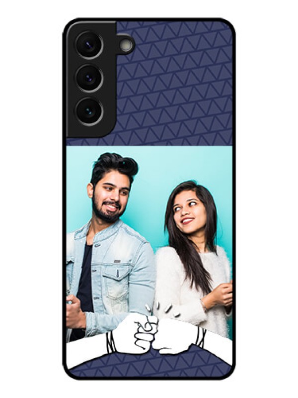 Custom Galaxy S22 Plus 5G Photo Printing on Glass Case - with Best Friends Design