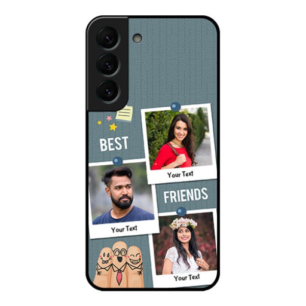 Galaxy S22 Plus 5G Personalized Glass Phone Case - Sticky Frames and Friendship Design Galaxy S22 Plus 5G Personalized Glass Phone Case - Sticky Frames and Friendship Design