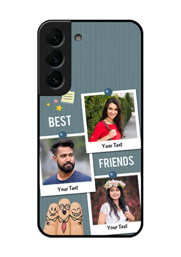 Galaxy S22 Plus 5G Personalized Glass Phone Case - Sticky Frames and Friendship Design