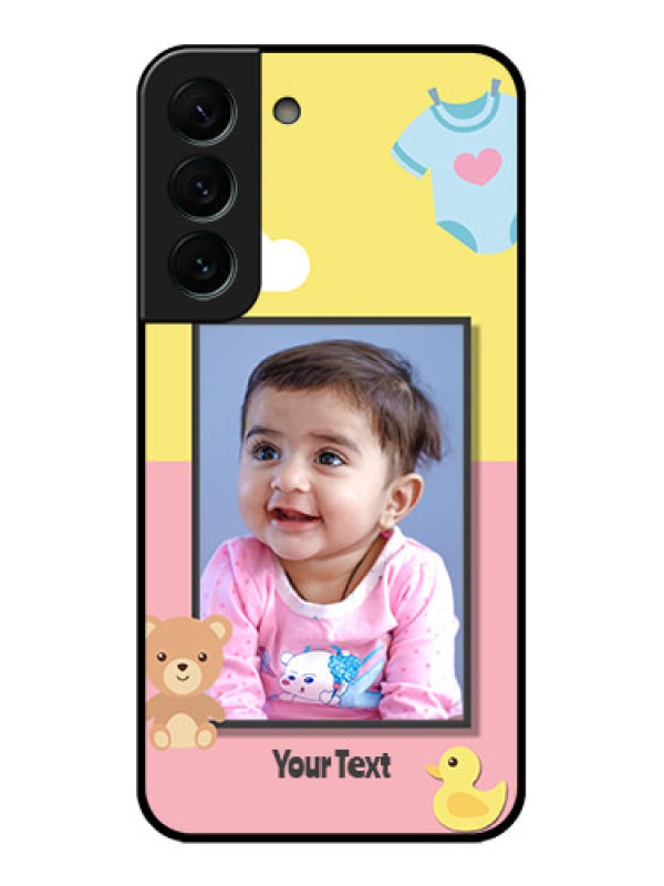 Custom Galaxy S22 Plus 5G Photo Printing on Glass Case - Kids 2 Color Design