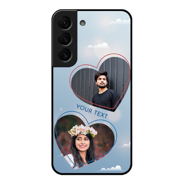 Galaxy S22 Plus 5G Custom Glass Mobile Case - Blue Color Couple Design Galaxy S22 Plus 5G Custom Glass Mobile Case - Blue Color Couple Design