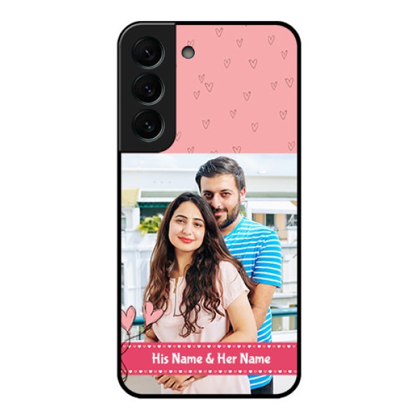 Galaxy S22 Plus 5G Personalized Glass Phone Case - Love Design Peach Color Galaxy S22 Plus 5G Personalized Glass Phone Case - Love Design Peach Color