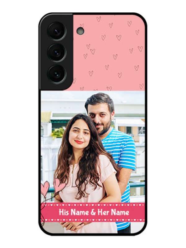 Custom Galaxy S22 Plus 5G Personalized Glass Phone Case - Love Design Peach Color
