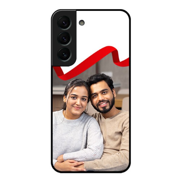 Galaxy S22 Plus 5G Photo Printing on Glass Case - Red Ribbon Frame Design