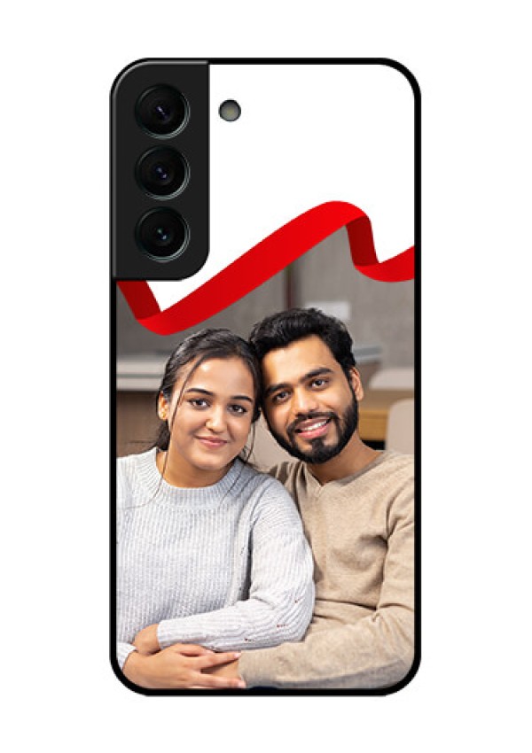 Galaxy S22 Plus 5G Photo Printing on Glass Case - Red Ribbon Frame Design