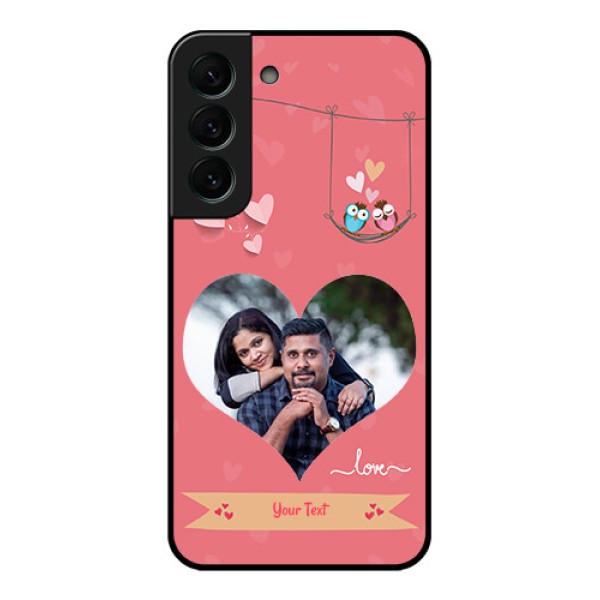 Galaxy S22 Plus 5G Personalized Glass Phone Case - Peach Color Love Design
