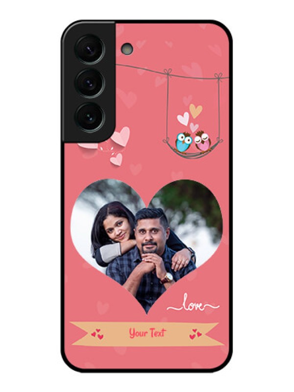 Custom Galaxy S22 Plus 5G Personalized Glass Phone Case - Peach Color Love Design