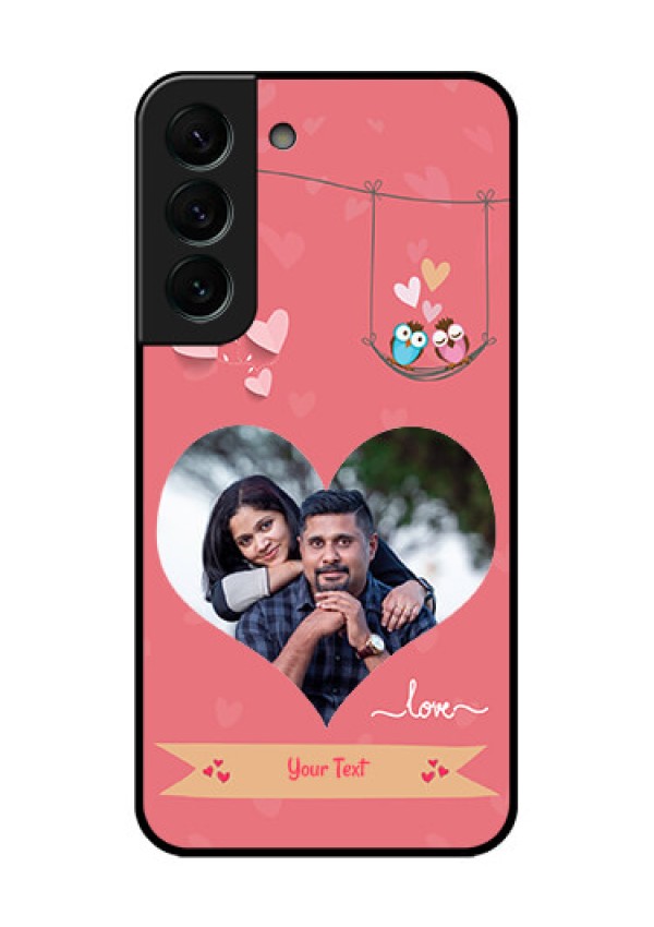 Galaxy S22 Plus 5G Personalized Glass Phone Case - Peach Color Love Design