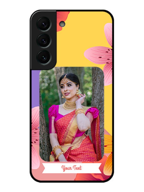 Custom Galaxy S22 Plus 5G Custom Glass Mobile Case - 3 Image With Vintage Floral Design