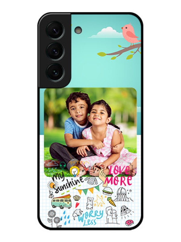 Custom Galaxy S22 Plus 5G Photo Printing on Glass Case - Doodle love Design