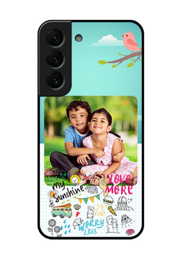 Galaxy S22 Plus 5G Photo Printing on Glass Case - Doodle love Design
