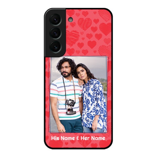 Galaxy S22 Plus 5G Photo Printing on Glass Case - with Red Heart Symbols Design Galaxy S22 Plus 5G Photo Printing on Glass Case - with Red Heart Symbols Design