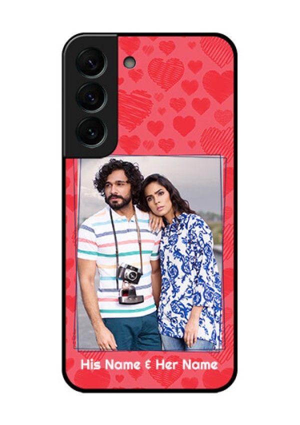 Galaxy S22 Plus 5G Photo Printing on Glass Case - with Red Heart Symbols Design
