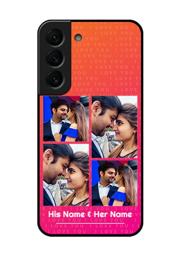 Galaxy S22 Plus 5G Custom Glass Phone Case - I Love You Pink Design
