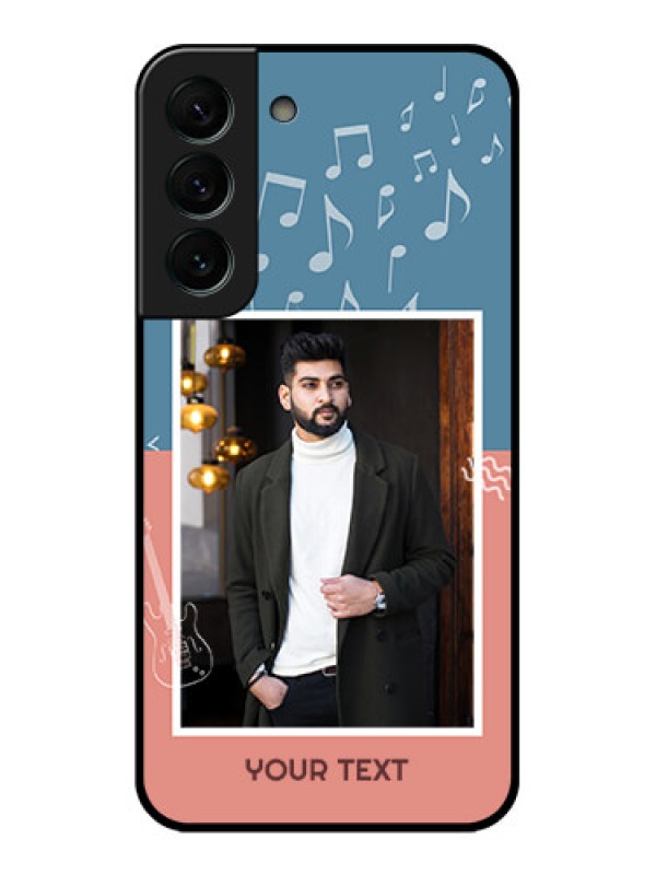 Custom Galaxy S22 Plus 5G Photo Printing on Glass Case - with Color Musical Note Design
