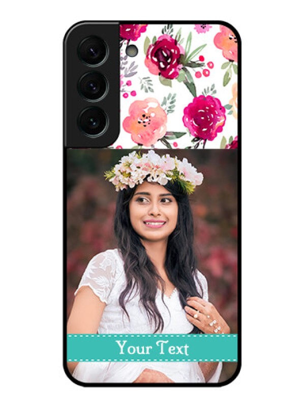 Custom Galaxy S22 Plus 5G Custom Glass Phone Case - Watercolor Floral Design