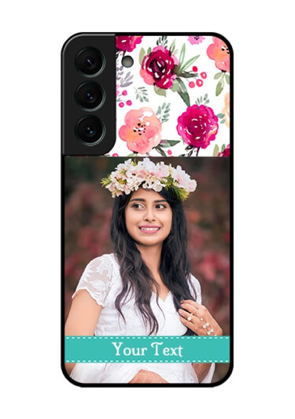 Galaxy S22 Plus 5G Custom Glass Phone Case - Watercolor Floral Design
