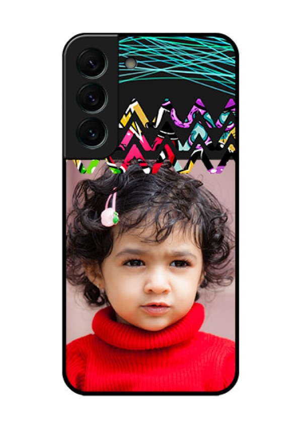 Galaxy S22 Plus 5G Personalized Glass Phone Case - Neon Abstract Design