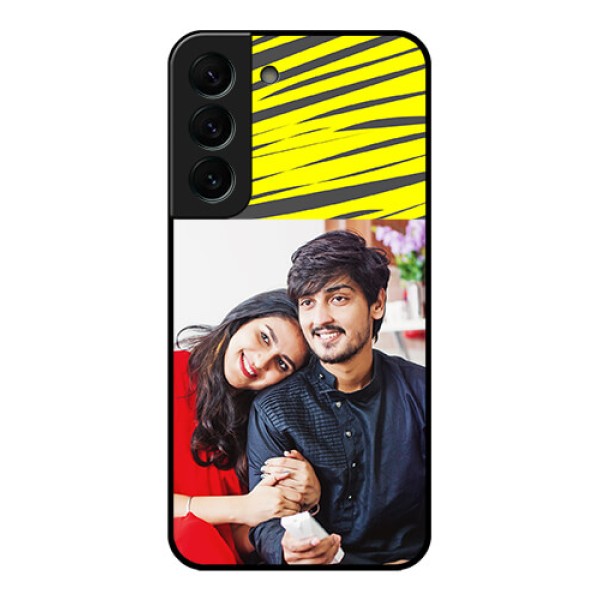 Galaxy S22 Plus 5G Photo Printing on Glass Case - Yellow Abstract Design