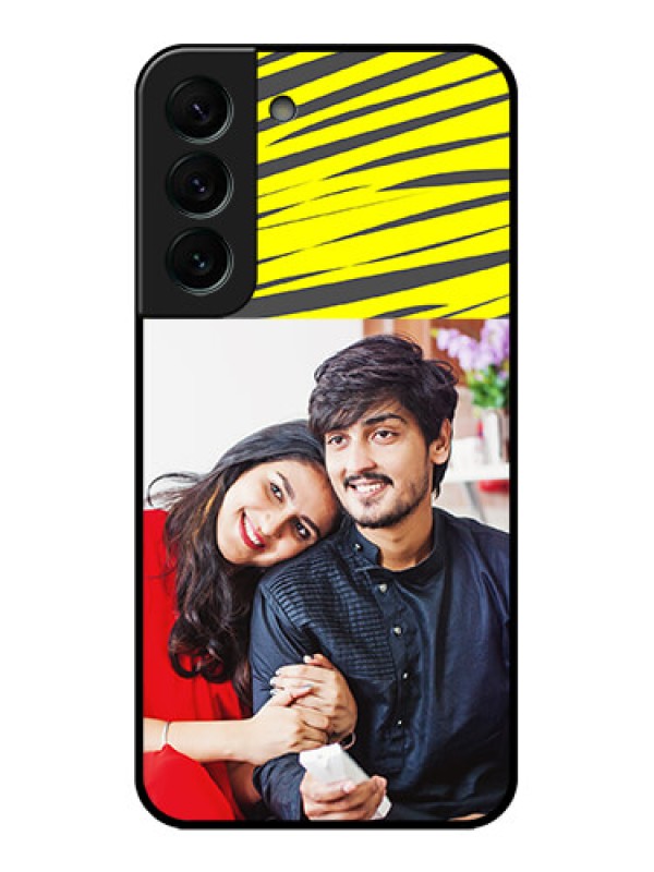 Custom Galaxy S22 Plus 5G Photo Printing on Glass Case - Yellow Abstract Design