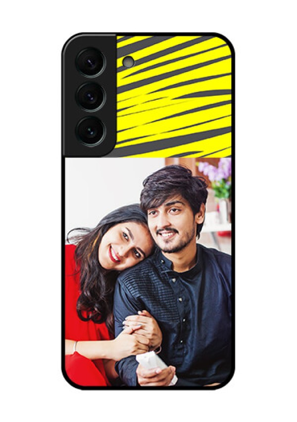 Galaxy S22 Plus 5G Photo Printing on Glass Case - Yellow Abstract Design