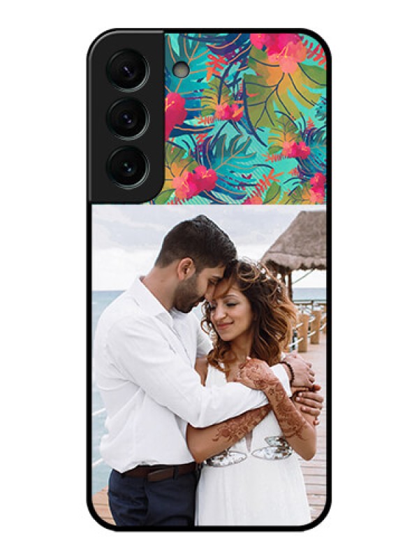 Custom Galaxy S22 Plus 5G Photo Printing on Glass Case - Watercolor Floral Design